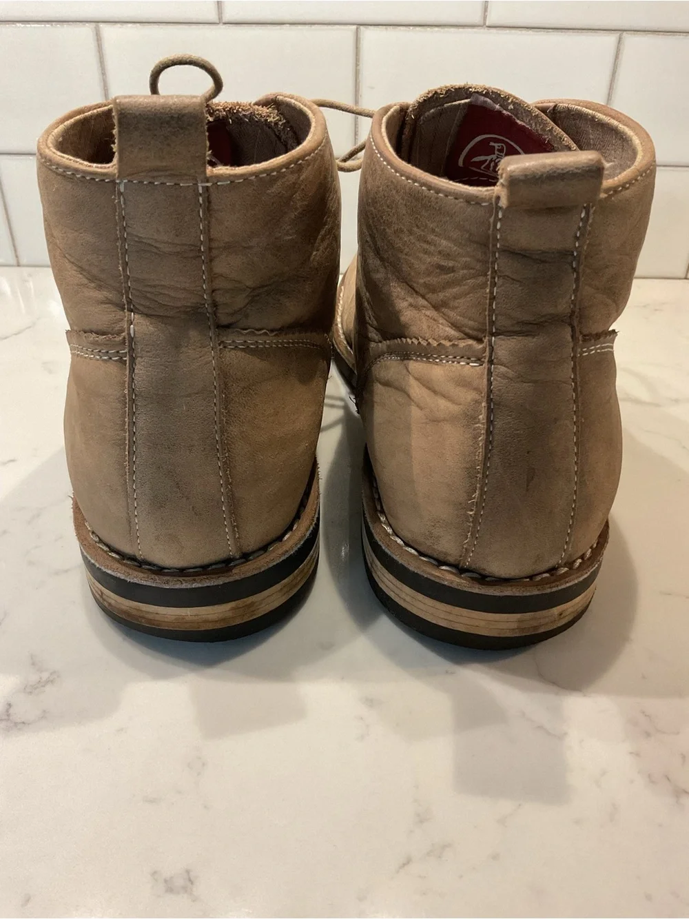 Original Penguin Men's Taupe Chukka Boots with Lace-Up Closure